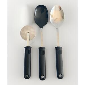 3 Vintage Ekco Spoon Stainless Steel Nylon Pizza Cutter Black Kitchen Utensils